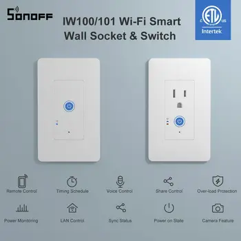 SONOFF IW100/IW101US Wifi Smart Wall Socket Switch 15A Беспроводные Переключатели Контроля Мощности eWeLink App Control Работает С Alexa