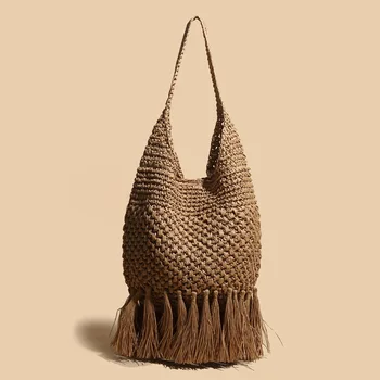 2022 соломенная сумка с кисточками, плетеная ротанговая сумка через плечо, новая пляжная женская сумка