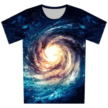 Joyonly 2019, Яркая детская футболка с принтом Вселенной, космической Галактики, звезды, футболка для мальчиков и девочек, детские летние крутые футболки от 4 до 20 лет