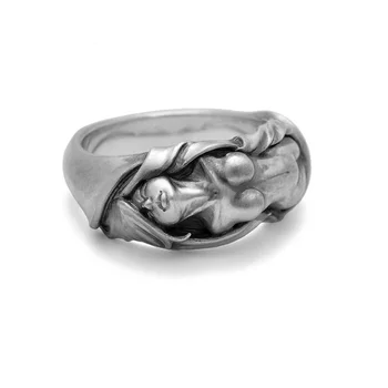 Безумное граффити в стиле арт-эстетики обнаженные женщины Кольцо из стерлингового серебра 925 пробы винтажное сексуальное кольцо богини