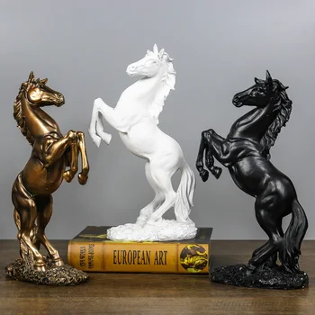Изделия из смолы, Статуя лошади, Аксессуары для украшения дома, украшения, статуя, скульптура, Витрина, украшения для подарочных лошадей, украшения