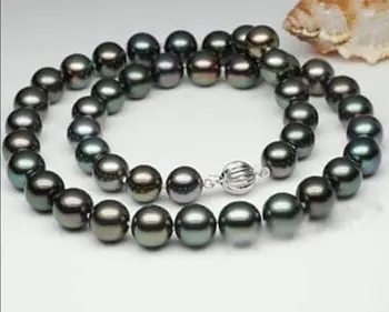 -новый Стиль- -горячее 8-9 мм 100% НАТУРАЛЬНОЕ Таитянское Черное Ожерелье Из Натурального Жемчуга 18 