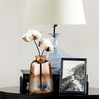 Украшение стеклянной вазы Современный минималистичный Прозрачный градиент, Золотая маленькая ваза для гостиной, НОВЫЕ Аксессуары для украшения дома
