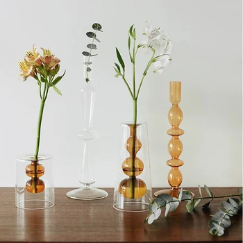 декоративная стеклянная ваза для цветов из 1 шт., центральное украшение из прозрачной вазы, украшение для дома, Дня рождения, мероприятия, свадьбы, декоративно-прикладного искусства