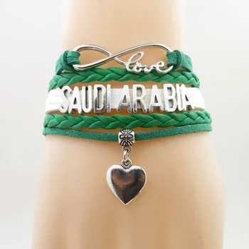 Люблю Саудовскую Аравию Браслет Сердце Шарм Саудовская Аравия Женские Мужские браслеты Ювелирные изделия