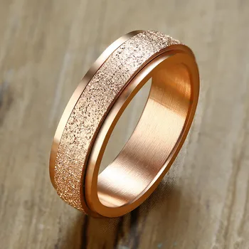 Modyle 2023 Новое модное Вращающееся кольцо для женщин и мужчин из нержавеющей стали цвета розового золота с поворотным матовым кольцом оптом