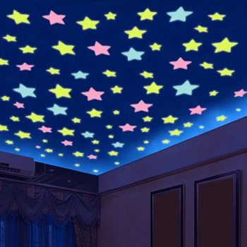 Светящиеся 3D наклейки на стену со звездами, флуоресцентное свечение в темноте для детей / Детская спальня, сделай сам, наклейки на стену со свечением ночного неба, домашний декор