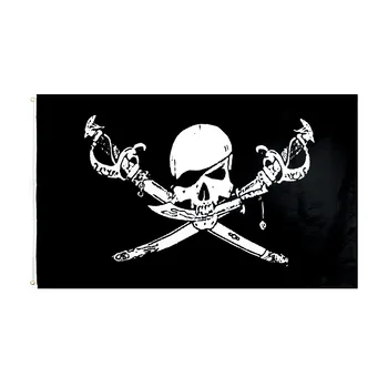 Пиратский флаг с двойной строчкой Джек Рэкхэм Череп Кость Пиратские флаги Баннеры с латунными люверсами Тематическая вечеринка на Хэллоуин Наружный декор