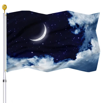 Лунный флаг Galaxy Space, флаги атмосферы лунной ночи с двойной строчкой и латунными люверсами, украшение для вечеринок в общежитии и на открытом воздухе