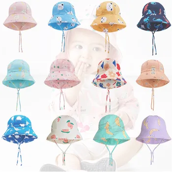 Солнцезащитная шляпа для детей 1-7 лет Детская ветрозащитная солнцезащитная шляпа для мальчиков и девочек Круглая шляпа Рыбацкая шляпа Быстросохнущий пляжный солнцезащитный козырек