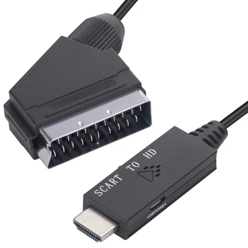 Портативный кабель-преобразователь, совместимый с HDMI, в SCART, Подключи и используй, Поддержка выходных адаптеров 1080p/720p, Функциональный конвертер H8WD