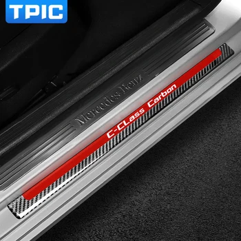 Карбоновое волокно TPIC для Mercedes Benz C Class W204, протектор дверных порогов, накладка, Защитная наклейка, Аксессуары для формования интерьера