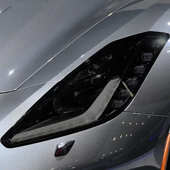 2 шт. Защитная пленка для автомобильных фар с дымчато-черным оттенком, Виниловая прозрачная наклейка TPU для Chevrolet Corvette C7 2014-2019