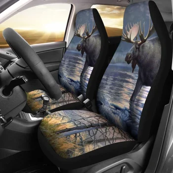 Чехол для автомобильного сиденья Powerful Elk on Water 210502, комплект из 2 универсальных защитных чехлов для передних сидений