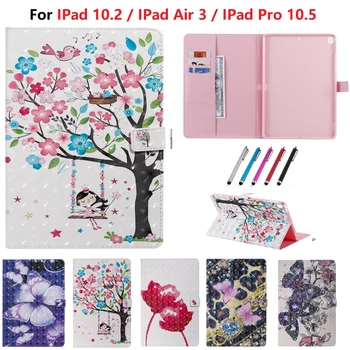 Для iPad 10.2 2019 iPad 7-й Чехол С Принтом Розы Для девочек, Кошелек для Карт, Чехол для Планшета для iPad Pro 10.5, iPad Air 3 10.5 