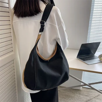 Простая женская холщовая сумка в стиле харадзюку, тренд 2023 года, сумки через плечо большой емкости, женские дизайнерские сумки и кошельки