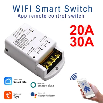 Tuya Smart Switch WIFI 4000 Вт 20/30A RF Релейный Модуль 7-32 В 85-250 В Smart Life Беспроводной Выключатель Дистанционного Управления С Alexa Google