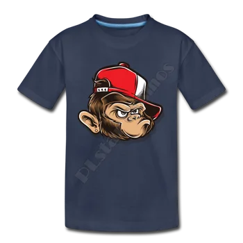 Детская футболка с изображением обезьяны в шляпе с рисунком из мультфильма, детские футболки с 3D-принтом, летние футболки с забавными животными для мальчиков и девочек с коротким рукавом 02