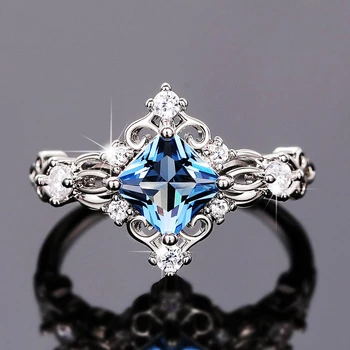 CAOSHI Шикарное квадратное кольцо с фианитами огранки принцессы, женские свадебные аксессуары с ярким цирконием, великолепные украшения для пальцев рук для помолвки