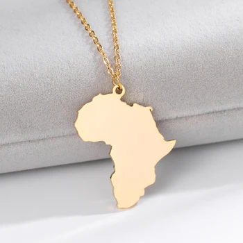Ожерелье с картой Африки для женщин Южноафриканский кулон Золотые ожерелья из нержавеющей стали Подвески Цепочки на ключицы Ювелирные изделия для мужчин