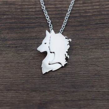 12 шт. высококачественное ожерелье из нержавеющей стали с викканским волком и женщиной на Хэллоуин, подарок для волчицы