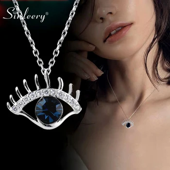 SINLEERY Блестящее голубое ожерелье с хрустальным глазом Серебристого цвета, короткая цепочка, женские модные ювелирные аксессуары
