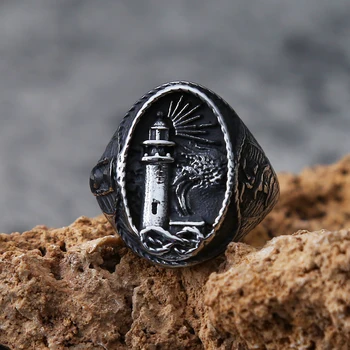 Винтажное Готическое кольцо с морским Маяком Для мужчин, Кольцо Викинга из нержавеющей стали, Морской Амулет, Печатка, Скандинавские украшения-Талисманы