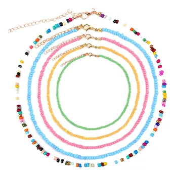 Бусины из разноцветной смолы ручной работы в стиле бохо, короткие ожерелья, чокеры на ключицы, модные женские украшения для вечеринок