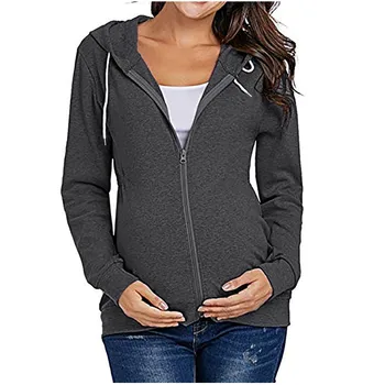 Куртка для беременных женщин, толстовка с капюшоном для беременных, толстовка для беременных, одежда для беременных женщин, кормящих грудью, куртка на молнии с капюшоном, топ