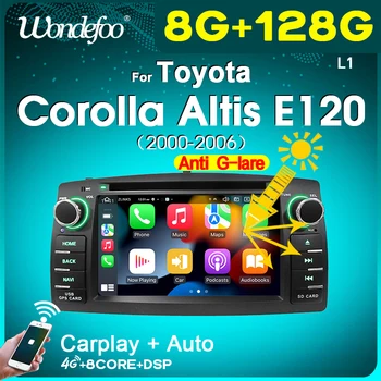 Wondefoo 2 Din Android 10 8G 128G Автомагнитола для Toyota Corolla E120 BYD F3 с Carplay Стерео Навигацией Автозвук Bluetooth