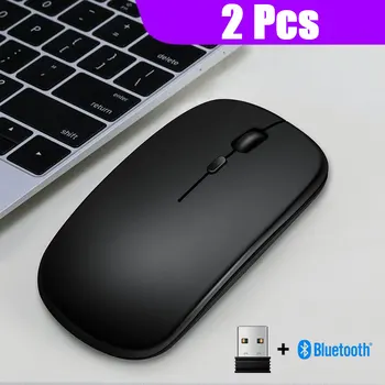 Беспроводная мышь 2,4 ГГц + Bluetooth 5,0 для планшетного портативного компьютера, ультратонкие беспроводные мыши с батареей AAA