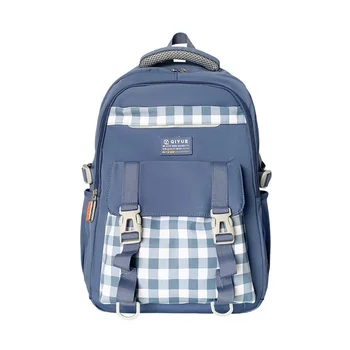 Женская сумка для ноутбука KUZAI, Новый рюкзак для путешествий для девочек, модная женская школьная сумка с решеткой, женский клетчатый Водонепроницаемый рюкзак для колледжа