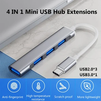 Мини-Концентратор Type C USB C До 4 Портов USB3.0 2,0 Adaptador USB Разветвитель Док-Станция Для Macbook Pro/Air ПК Ноутбук Аксессуары Для Телефонов