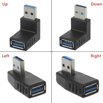 90-Градусный левый правый угловой разъем адаптера USB 3.0 A между мужчинами и женщинами для портативных ПК