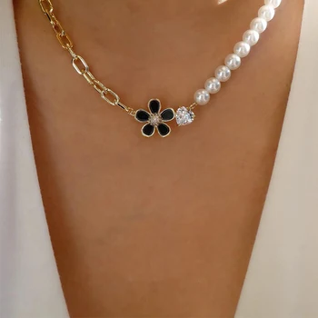 Новое женское ювелирное ожерелье с подвеской и цветочным жемчугом, женское ювелирное ожерелье, богемное ожерелье для женщин, готическое