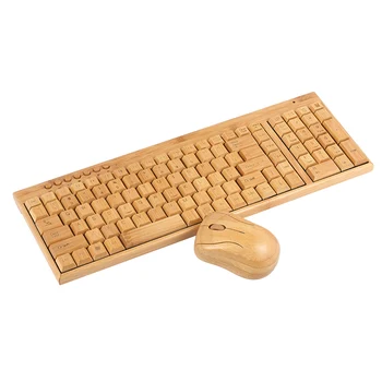 Комбинированная клавиатура и мышь из бамбука 2,4 G, компьютерная клавиатура ручной работы из натурального дерева, подключаемая клавиатура и мышь для ПК