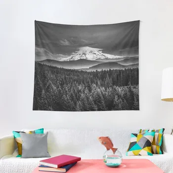 Горы и лес - Черно-Белый Капюшон Mt с Лесным Гобеленом, Украшение комнаты Эстетическим Гобеленом, Висящим На стене