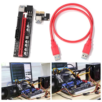 009S Plus Riser Card USB 3.0 Кабель PCI Express PCIE от 1X до 16X Удлинитель SATA от 15Pin до 6pin Адаптер для GPU Miner Майнинга Биткоинов