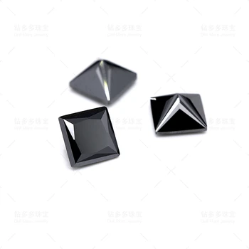Высококачественные 100% подлинные драгоценные камни огранки Princess, черные муассаниты квадратной формы
