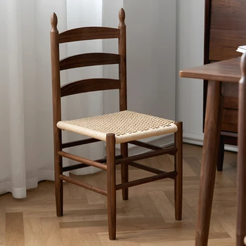 Скандинавские Обеденные стулья из массива дерева с плетеной спинкой в стиле ретро, Стулья для макияжа, Средневековый Плетеный из веревки Стул для домашнего отдыха, Модный Шейкер