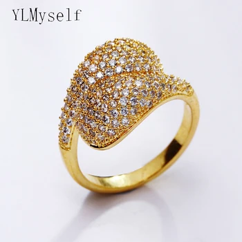 Элегантное кольцо с золотым /белым покрытием, микро-паве, блестящий циркон, женские украшения для повседневной носки, рекомендуемые кольца