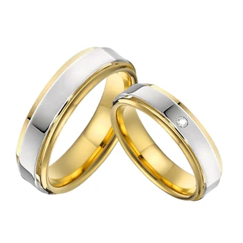 пара обручальных колец для мужчин и женщин ювелирные изделия из нержавеющей стали classic en Bicolor Alliance lovers свадебное кольцо на палец