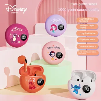 Беспроводные наушники Disney Stitch, спортивная гарнитура Bluetooth V5.3, Стереонаушники с шумоподавлением из милого мультфильма 