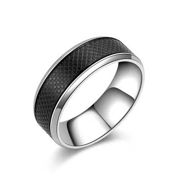кольцо из нержавеющей стали 8 мм, классическое черное клетчатое кольцо, мужские украшения в подарок