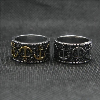 Прямая поставка 7-13 Классическое анкерное кольцо из нержавеющей стали 316L, мужское Золотое кольцо для вечеринок