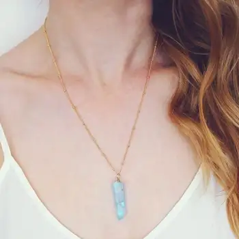 Ожерелье Aqua Aura Mystic Quartz Point Небесно-Голубое Хрустальное ожерелье Aqua Rainbow Crystal Quartz Ожерелье