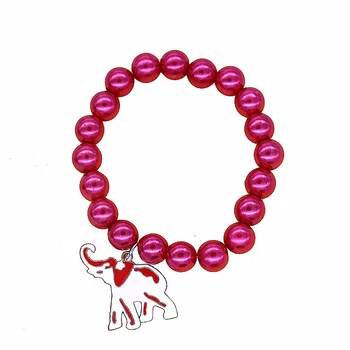 Эластичные красные бусины ручной работы с греческими буквами в форме животного, браслеты в виде слона-талисмана для женского общества Delta в подарок