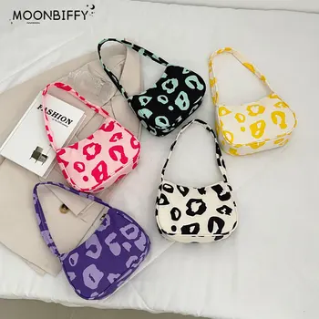 2023 Новая модная холщовая сумка через плечо с леопардовым принтом, Корейская уличная сумка для женщин, кошельки и сумочки