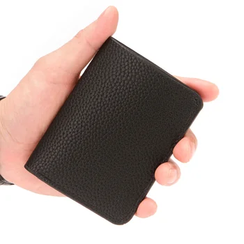 Новый ультратонкий Мягкий кошелек из искусственной кожи с зернистостью личи, Мини-кошелек для кредитных карт, мужской футляр для карт, мужской короткий футляр для купюр