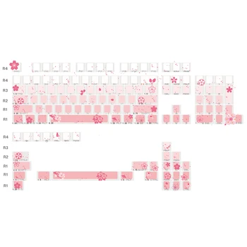 JKDK Studio Sakura красочные Колпачки Для Клавиш С Боковой Печатью И Подсветкой OEM Профиля Для 61 68 84 87 104 Клавиш Механической Клавиатуры Cherry Mx Switch